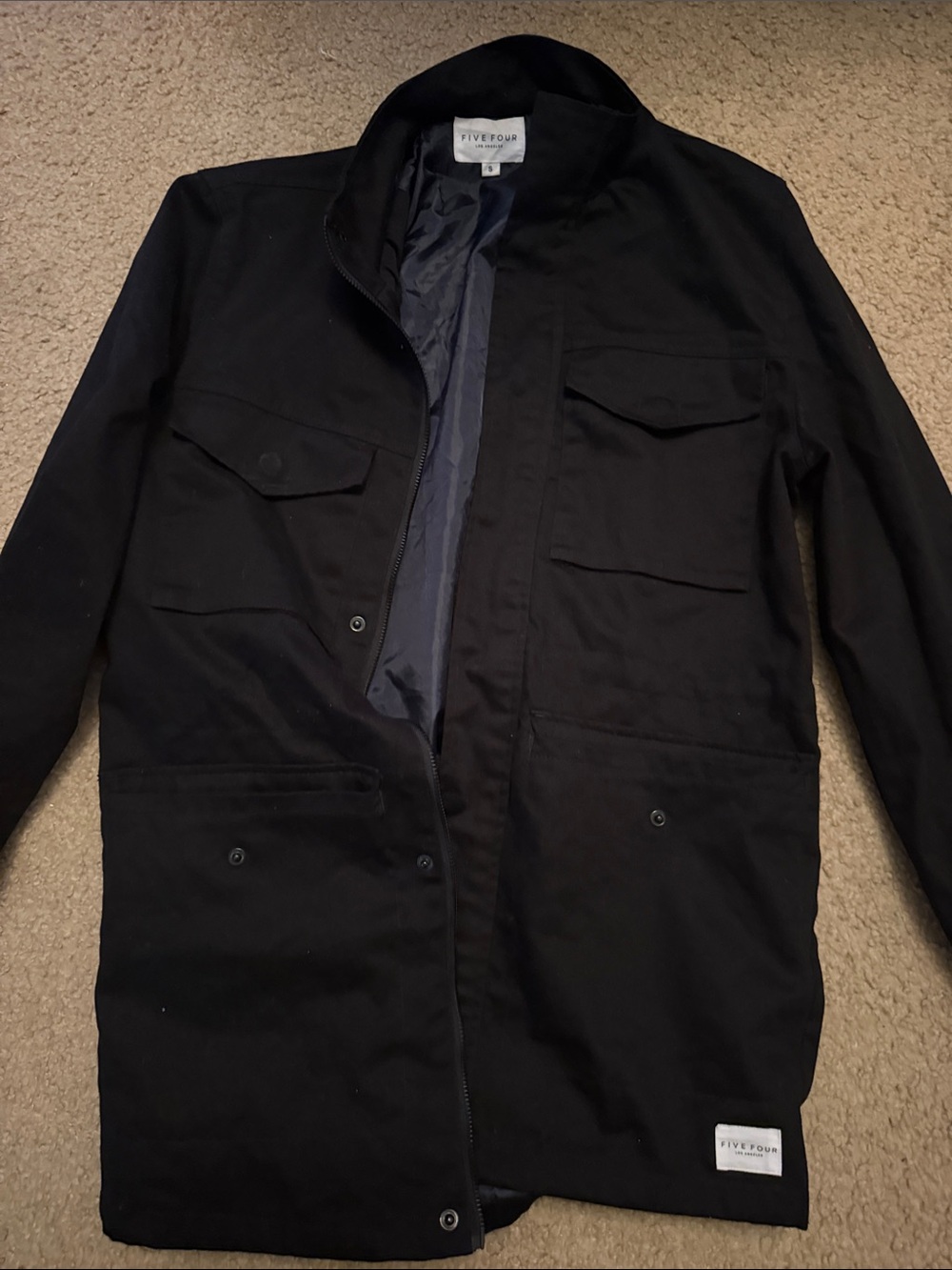 Five Four Black Military Field Jacket with Utility Pockets